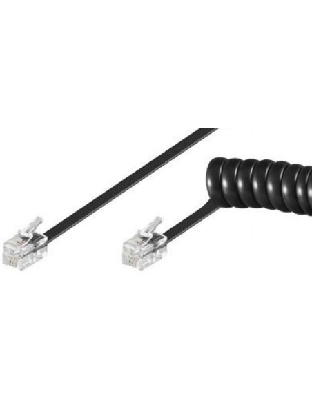 Cordon téléphonique RJ9 noire spiralé...