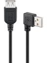 Cordon USB 2.0 A / M 90° vers USB A / F - Noir - 0,15 m