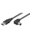 Cordon USB 2.0 A / M - B / M 90° - Noir - 2 m