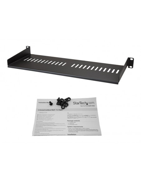Rack Shelf 1U Vented 7in Deep