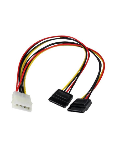 12" LP4 to 2x SATA Power Y Cable Adapter
