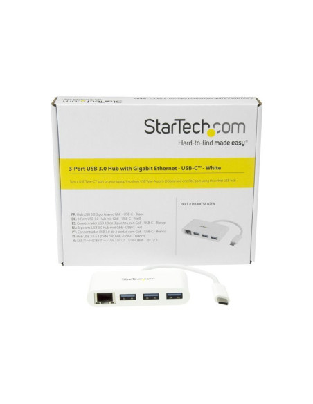 3 Port USB C Hub w/GbE - C to A USB 3.0